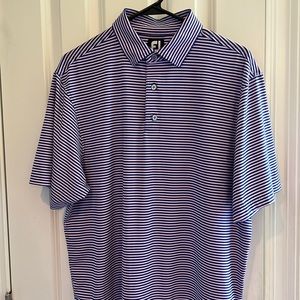 FootJoy Men’s Medium polo shirt. Blue and pale pink stripe